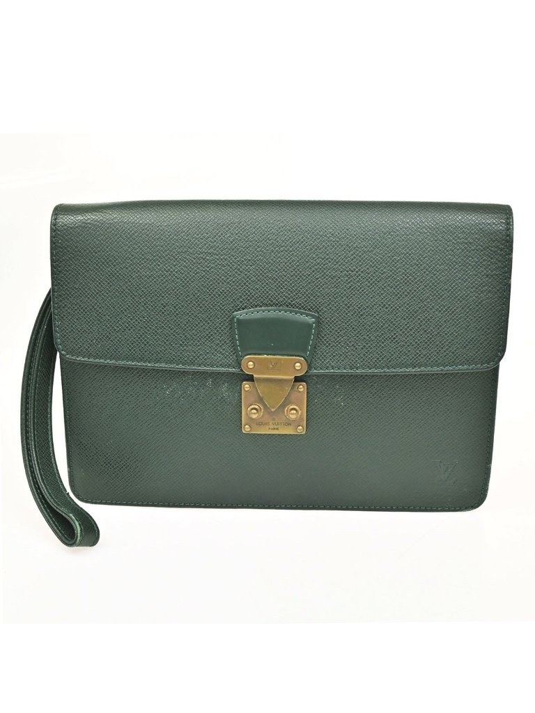 Louis Vuitton Clutch Pochette Deep Green Taiga